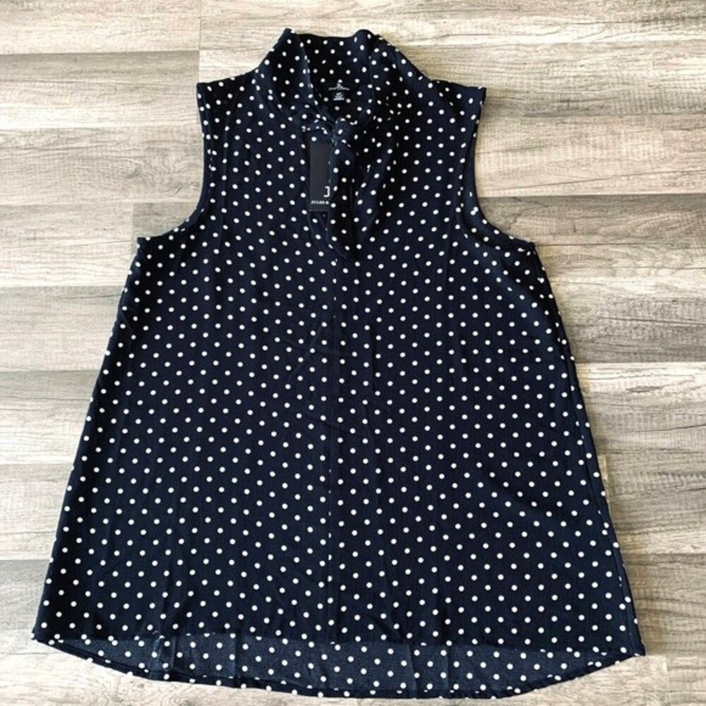 Jules & Leopold black blouse women white polka dot sleeveless top size S